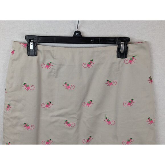 Lilly Pulitzer Monkey Embroidered Lined Tan/Khaki Skirt Women's Size 8 - Picture 2 of 13